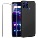 YJROP for BLU G91S Case with Tempered Glass Screen Protector Slim Full-Body Silicone Bumpers Anti-Scratch Shockproof Protective phone Case Cover for BLU G91S (black)