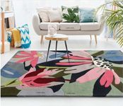 CARPET WALE Handmade Wool & Blend Carpet for Living Room Home Bedroom Hall Kitchen Office Anywhere Color Multi Hand Tufted Carpets (Multi I, 4 x 6 feet)