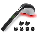 Snailax Cordless Handheld Back Massager with Heat,Deep Tissue Percussion Massager, 3 Sets of Dual Pivoting Heads,Rechargeable Hand Held Massager for Neck,Back Shoulder,Calf,Legs