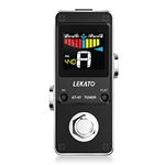 Guitar Tuner Pedal with True Bypass, Chromatic Tuner Pedal for Electric Guitar and Bass, Color Display Tuning Pedal with Mute, Pitch and Flat Tuning
