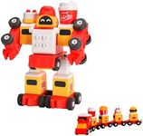 Dazmers Transformer Toys for Boys 6-8 - Mini Transformer Train Car Robot - Fun Transforming Toy for Kids - Classic Autobots Conversion - Encourage Imaginative Play - Robot: 8.9"x8.9" Train: 19.5"x5"