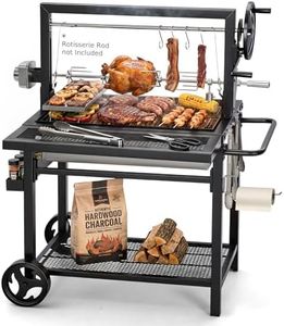 MFSTUDIO Santa Maria Grill, Charcoal & Wood BBQ Grill with Adjustable Height & Dual Porcelain-Enameled Charcoal Trays, Large Outdoor Open Fire Grill for Backyard, 666 SQ.IN. Cooking Area