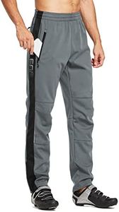 BALEAF Men's Fleece Pants Mountain Bike Pants Winter Cycling Clothing Thermal Cold Weather Running Gear, A02-grey, Medium