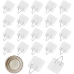 Uskerb 30 Pcs Self-Adhesive Wall Plate Hangers Set - 1.3 Inch Square Hanging Pads for Wall Decor - Stick On Picture Hooks for Easy Display