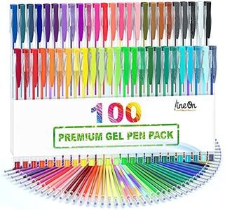 Lineon 100 Pack Gel Pens Set, 50 Colors Gel Pens with 50 Refills Gel Pen Set for Adult Coloring Books Drawing Doodling Art Markers