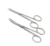 Two Piece Set - Iris Dissecting Fine Point Scissors 4.5" Curved + Straight Made of Stainless Steel Ideal For fine Precision Delicate Tasks