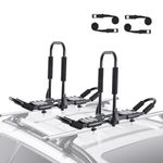 VEVOR Kayak Roof Rack 1 Pair J-Bar, Soft Roof Rack, Top Mount Tie Down, Carrier for kayak, Surf Board, Canoe, SUP, Ski Board, Mount on Car, SUV, Truck, 2 Kayaks