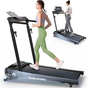 UREVO 12% Auto Incline Walking Pad Treadmill with Adjustable Laptop Desk