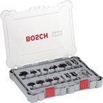 Bosch Professional 15 Pcs Router Bit Set With Mixed Bits, 1/4" Shank Bits, Suitable For Gkf Palm Router