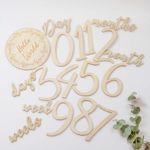 American Elm Wooden Baby Milestone Props for Photoshoot Numbers Baby Photo Props for Newborn Birth Announcement Card Wooden, Baby Milestone Cards