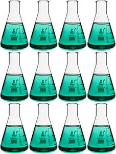 EISCO 12PK Erlenmeyer Flasks, 250mL - Borosilicate Glass - Narrow Neck Flasks, Conical Flasks, Glass Flasks