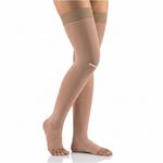 FOVERA Varicose Vein Compression Stockings (Above Knee) – Medical Grade Class 2 (23–32 mmHg) Seamless Open Toe Thigh High Sleeves for DVT, Leg Swelling, Edema, for Men & Women (L, 1 Pair)