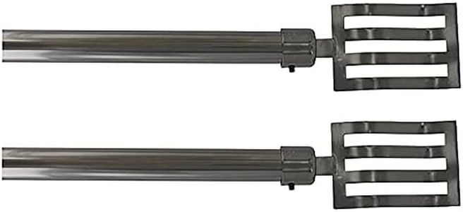 Set of 2 Adjustable Curtain Rods 50-82" - Modern Graphite Finish with Horizontal Slatted Finial Design and 3/4" Diameter