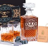 PONPUR Gifts for Men Dad, Whiskey Decanter Set with 2 Glasses, Unique Cool Dad Birthday Gift from Daughter Son Kids, Best Retirement Present for Man Father, Stocking Stuffers for dad