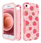 Plakill for iPhone SE Case 2020/2022/3rd Generation, for iPhone 8/7 Case, Heavy Duty Protective Strawberry Cute Phone Cover for Women Men Girls Boys Hard Cases for iPhone 7/8/SE