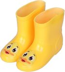 Bold N Elegant Cute Colorful Kid’s Waterproof Anti-Skid Rain Boots Rain Shoes Rainn Wear Gear for Young Lil Toddler Tween Boys and Girls (2-3 Years, Yellow)