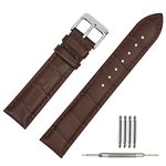 TStrap Leather Watch Bands 22mm – Brown Calfskin Watch Straps Replacement - Alligator Grain Watch Band for Men Ladies - Smart Watch Bracelet Clasp Buckle – 18mm 19mm 20mm 21mm