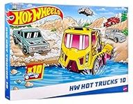 Hot Wheels Trucks 10-Pack, 10 Toy Semi-Trucks, Pickups, Construction Trucks, Big Rigs & Haulers, Modern & Retro Models, Gift for Kids, HMK46