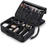Idearsen Waterproof Makeup Bag Travel Cosmetic Case- All-in- one Professional Portable Makeup Train Cases Organizer Brush Holder with Adjustable Divider (Large EVA)