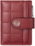 BOSTANTEN Small Wallet for Women Leather RFID Blocking Card Holder Bifold Compact Wallets With Zipper Coin Pocket Wine Red