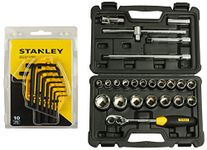 Stanley 69-253 Hex Key Set (Pack of 10) STMT72795-8 Drive Metric 1/2-inch Socket Set (Pack of 24)