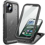Cozycase TOP Military Case for iPhone 14 Waterproof IP68 Heavy Duty 360 Shockproof Protective Full Body with Screen Camera Protector Double Dustproof Hard Tough Front Black Cover