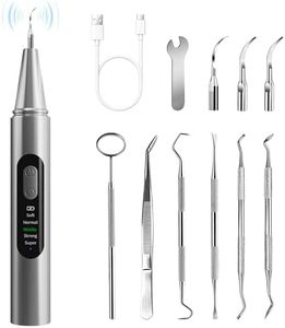 Plaque Remover for Teeth - Teeth Cleaning Kit Tartar Remover for Teeth with LED Light & 5 Adjustable Modes, USB C Rechargeable, 4 Replaceable Heads&6 Dental Tools, IPX7 Waterproof for Home Use