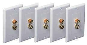 iMBAPrice (5 Pack) Premium 2 Connector Banana Wall Plate - Banana Plug Binding Post Wall Plate for Speakers