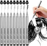 YUANCHENG Hstar Precision Micro-Line Pens,Set Of 9 Black Micro-Pen Fineliner Ink Pens,Waterproof Archival Ink,Multiliner,Sketching,Anime,Artist Illustration,Technical Drawing,Office Documents