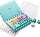 HIMI Twin Cup Jelly Gouache Paint Set, 48 Colors 12g, Jelly Cup Design, Non Toxic Paint for Canvas and Paper, Art Supplies for Professionals (Green Case)