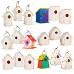 ILHSTY 18 Pack Large Paintable DIY Wooden Bird Houses Kits for Kids, Kids Crafts Wood Houses for Crafts Class Parties Birthday, DIY Crafts and Art Birdhouse Kits for Children to Build and Design(18)