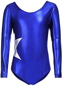 Zaclotre Girls Sparkling Stars Gymnastics Long Sleeve Leotards for Patriotic USA Kids