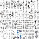 COKTAK 28 Sheets Outer Space Temporary Tattoos For Kids Women Men, 3D Fake Realistic Star Sun Moon Tattoo Stickers Boys Girls, Long Lasting Geometric Planets Universe Tattoos Neck Small Solar System