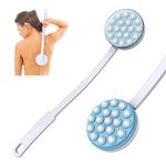 Yiesoum Back Long Handheld roll-a-lotion Applicator and Massager by self-Handhled Easy Reach for Sunscreen, Cream, Shower Gel on Back, Legs and Feet, Long Shower Bath Brush, Easily Roll-On Dispenser