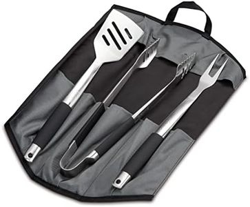 Enders® Premium GRILLBESTECK Edelstahl 3-Set INKL 8786 Grillzange, Grillwender, Grillgabel, faltbare Tasche, Grill-Zubehör, Gasgrill BBQ, schwarz