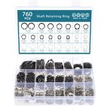 HSEAMALL External Retaining Rings Snap Rings Assortment Kit, C-Clips Circlips Set on Grooved Shafts, Pins, Studs (760PCS C Clip Black+Silver)