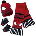 Marvel Boys Winter Accessories Set, Cosy for School Travel - Gifts for Boys (Red Spiderman 3 Pcs)