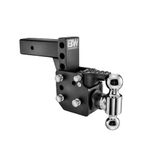 B&W Trailer Hitches Dual Ball Pintle Tow & Stow - Fits 2.5" Receiver, Dual Ball (2" x 2-5/16"), 6.5" Drop, 21,000 GTW -TS20053B