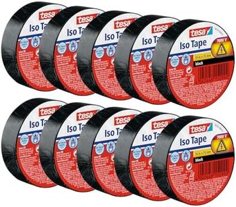 tesa Insulating Tape - Self-adhesive Insulating Tape, Heat-Resistant - for Insulating, Repairing and Bundling - 3x 10 m - Black