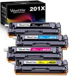 Valuecolor Compatible Toner Cartridge Replacement for HP 201X 201A CF400X CF401X CF402X CF403X CF400A Used in Color Laserjet Pro MFP M277dw MFP M277c6 M277n M252n M252dw Printer (4 Pack)