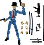 QAONIE 3D Printed Action Figure 5.54-inch Dummy13/T13/Nova13, Full Body Mechanical Movable Toy, Multiple Accessories, Hand Painted Figure, Desk Decoration (Y-Blue Gentleman)