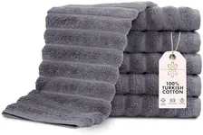 Classic Turkish Towels CTT Luxurious 100% Turkish Cotton Washcloths 6 Pack, Highly Absorbent & Quick Dry, Face Towels Wash Cloths for Hotel, Spa & Gym | 13"x13" (Grey)