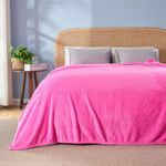 NEWCOSPLAY Super Soft Queen Blanket Hot Pink Premium Silky Flannel Fleece Leaves Pattern Lightweight Bed Blanket All Season Use (Hot Pink, Queen(90"x90"))
