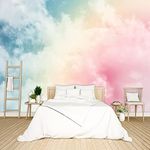 BZHXBZ - Colorful Cloud Wallpaper Aesthetic Room Decor Mural Home Bedroom Living Room tv Background Large Wall Mural - 91"x65" Not Peel and Stick