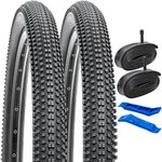 YUNSCM 2-PCS 26" Bike Tires 26 x 2.35/57-559 and 26" Heavy Duty Bike Tubes Schrader Valve Compatible with Mountain/Off Road Bike 26x2.30 26 x 2.35 26x2.40 Bicycle Tires and Tubes (P-1226A)