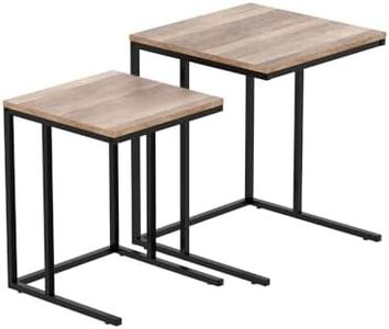 Artiss Coffee Table Set of 2 Bedside Bed Sofa Side Nesting Tables Laptop Desk, Home Furniture Living Room Office, Metal Frame Rectangular End Display Shelf Walnut Particle Board Industrial Style