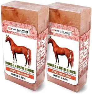 100% Natural Himalayan Rock Salt Lick for Horses – Hanging Horse Salt Lick Block | Mineral-Rich Blocks of Salt for Deer, Cattle, Goats & Livestock | Durable 4" x 8" x 2" Brick Block Shape