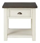 Martin Svensson Home Solid Wood End Table, Cream White with Brown Top