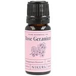 Nikura Rose Geranium Essential Oil - 10ml | Rose Geranium Oil for Sleep, Aromatherapy, Diffusers for Home, Candle-Making, Bath, Anxiety, Massage, Skin | 100% Pure Natural Oils | Vegan & UK Made