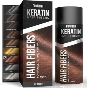 CONFIERR Keratin Hair Fibers for Men & Women - Fill In Fine or Thinning Hair, Instantly Thicker, Fuller Looking Hair (Auburn 30g)